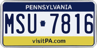 PA license plate MSU7816