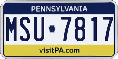 PA license plate MSU7817