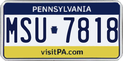 PA license plate MSU7818