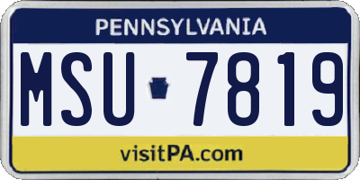 PA license plate MSU7819