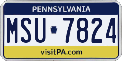 PA license plate MSU7824