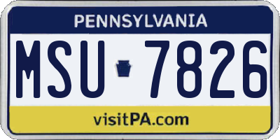 PA license plate MSU7826