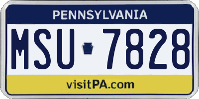 PA license plate MSU7828