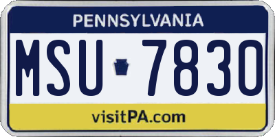 PA license plate MSU7830