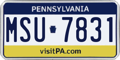 PA license plate MSU7831