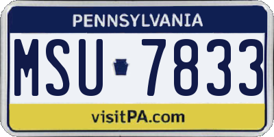 PA license plate MSU7833