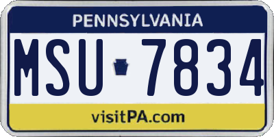 PA license plate MSU7834