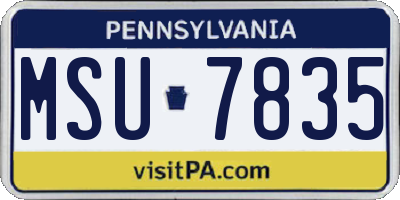PA license plate MSU7835
