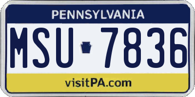 PA license plate MSU7836