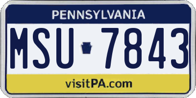 PA license plate MSU7843
