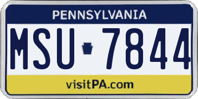 PA license plate MSU7844