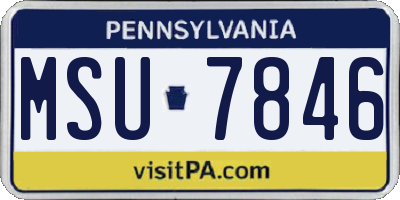PA license plate MSU7846