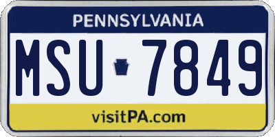 PA license plate MSU7849