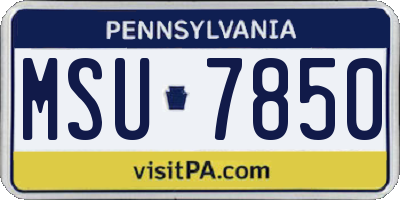 PA license plate MSU7850