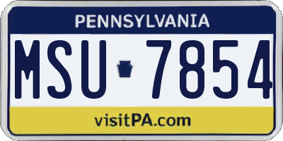 PA license plate MSU7854