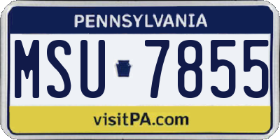 PA license plate MSU7855