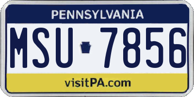 PA license plate MSU7856