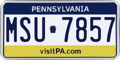 PA license plate MSU7857