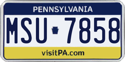 PA license plate MSU7858
