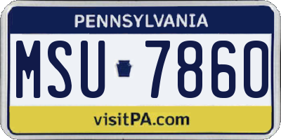 PA license plate MSU7860