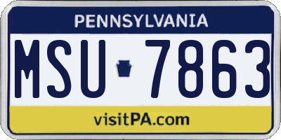 PA license plate MSU7863