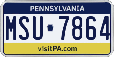 PA license plate MSU7864