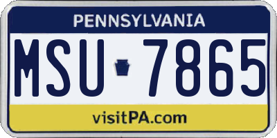 PA license plate MSU7865