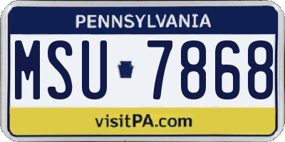 PA license plate MSU7868