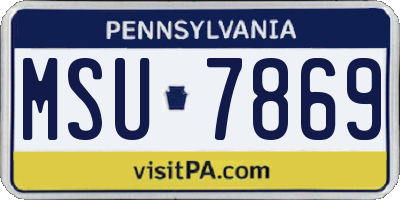 PA license plate MSU7869