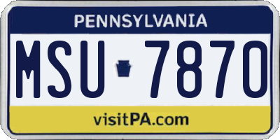 PA license plate MSU7870