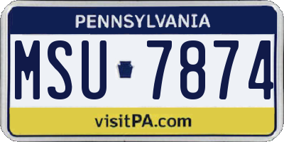 PA license plate MSU7874