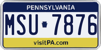 PA license plate MSU7876