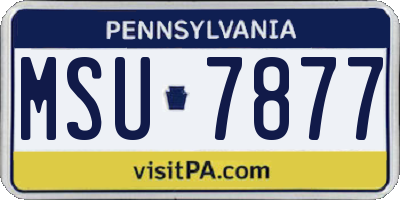 PA license plate MSU7877