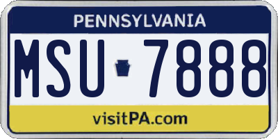 PA license plate MSU7888