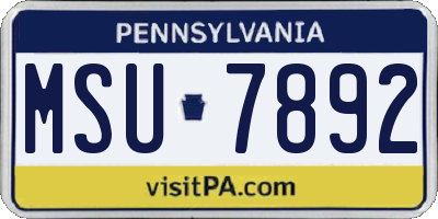 PA license plate MSU7892