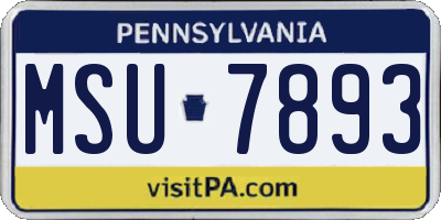 PA license plate MSU7893