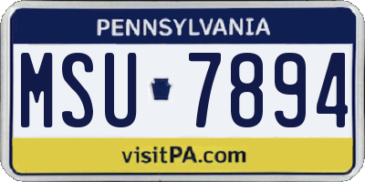 PA license plate MSU7894