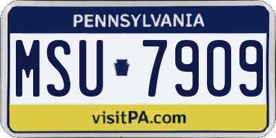 PA license plate MSU7909