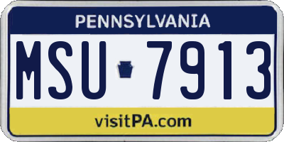 PA license plate MSU7913