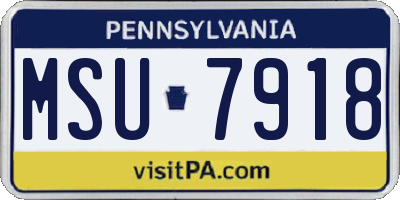 PA license plate MSU7918