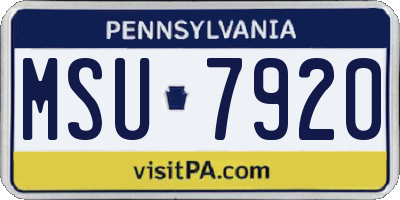 PA license plate MSU7920