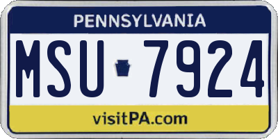 PA license plate MSU7924