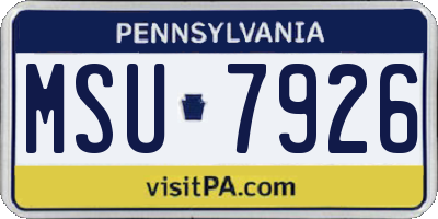 PA license plate MSU7926