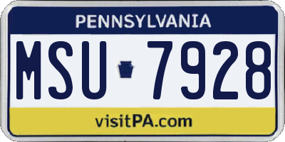 PA license plate MSU7928