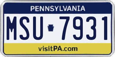 PA license plate MSU7931