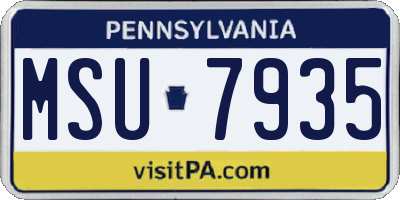 PA license plate MSU7935