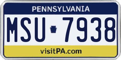 PA license plate MSU7938