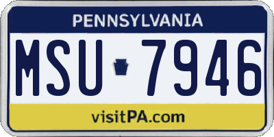 PA license plate MSU7946