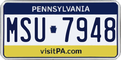 PA license plate MSU7948