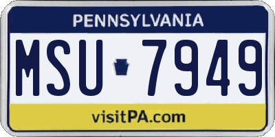 PA license plate MSU7949